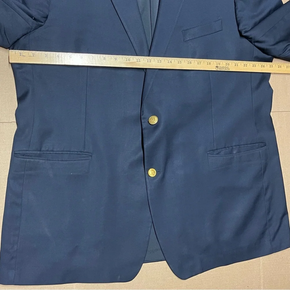 Lauren Ralph Lauren Blazer Sport Coat Mens 50L Navy Wool Gold Button Vented